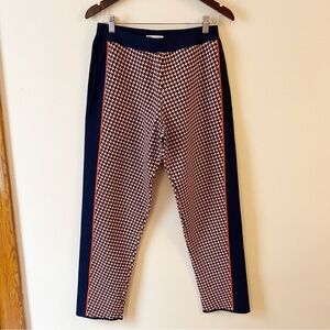 Zara Red White Blue Knit Tapered Leg Pants Printed Size Medium High Rise